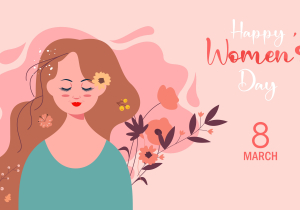 Flat design womens day with floral details