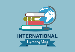 Happy international literacy day logo