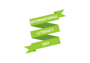 Happy international literacy day logo