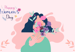 Flat design international womens day with floral details