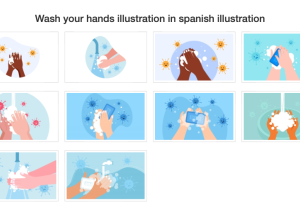 Wash your hands illustration in spanish illustration